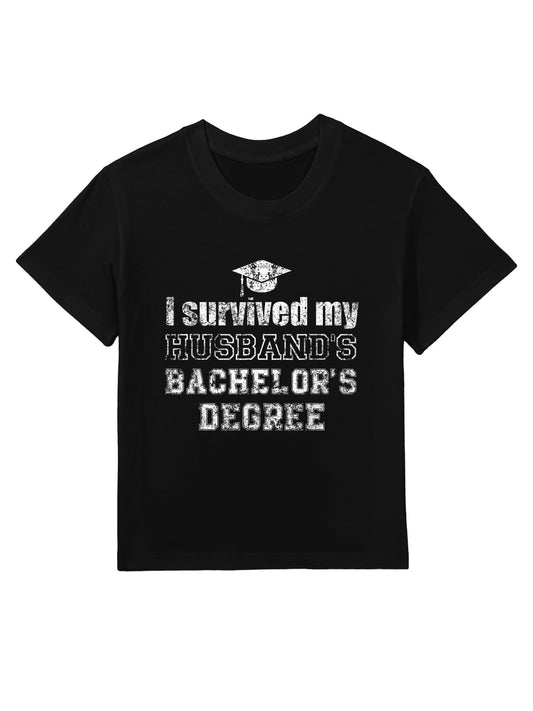 I Survived My Husbands Bachelors Degree Graduation Kids T-Shirt