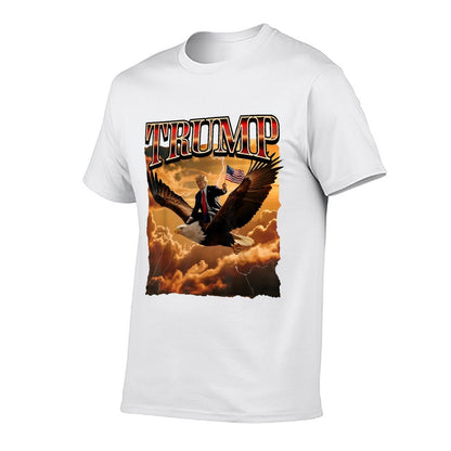 Trump 2024 Eagle Ride Retro Band Art  Heathered Texture T-Shirt