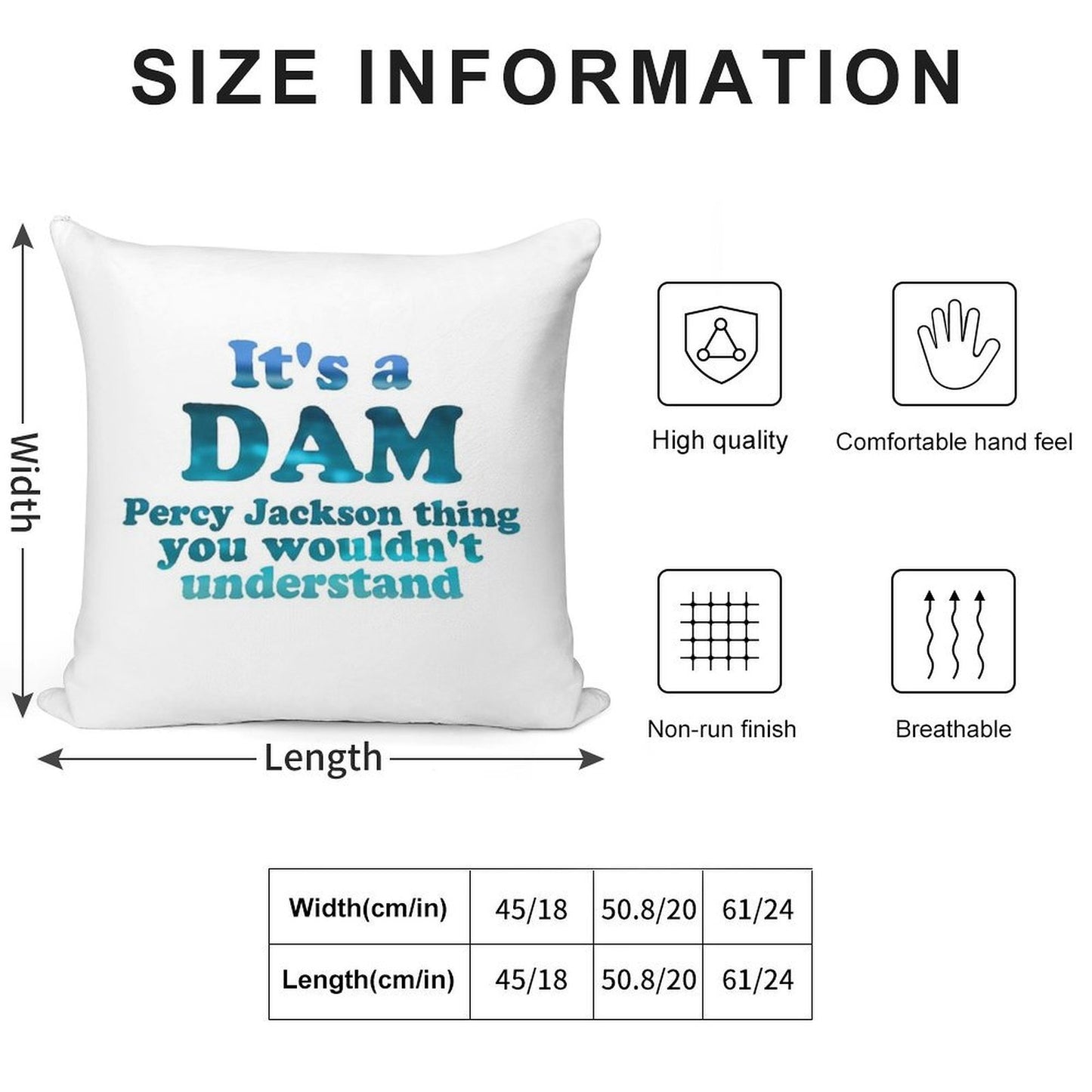 It's A Dam Percy Jackson Thing Blue Sea Writing Soft Washable Throw Pillow