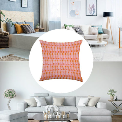 Pink And Orange, Brush Strokes, Geometric Linen Throw Pillow Cover