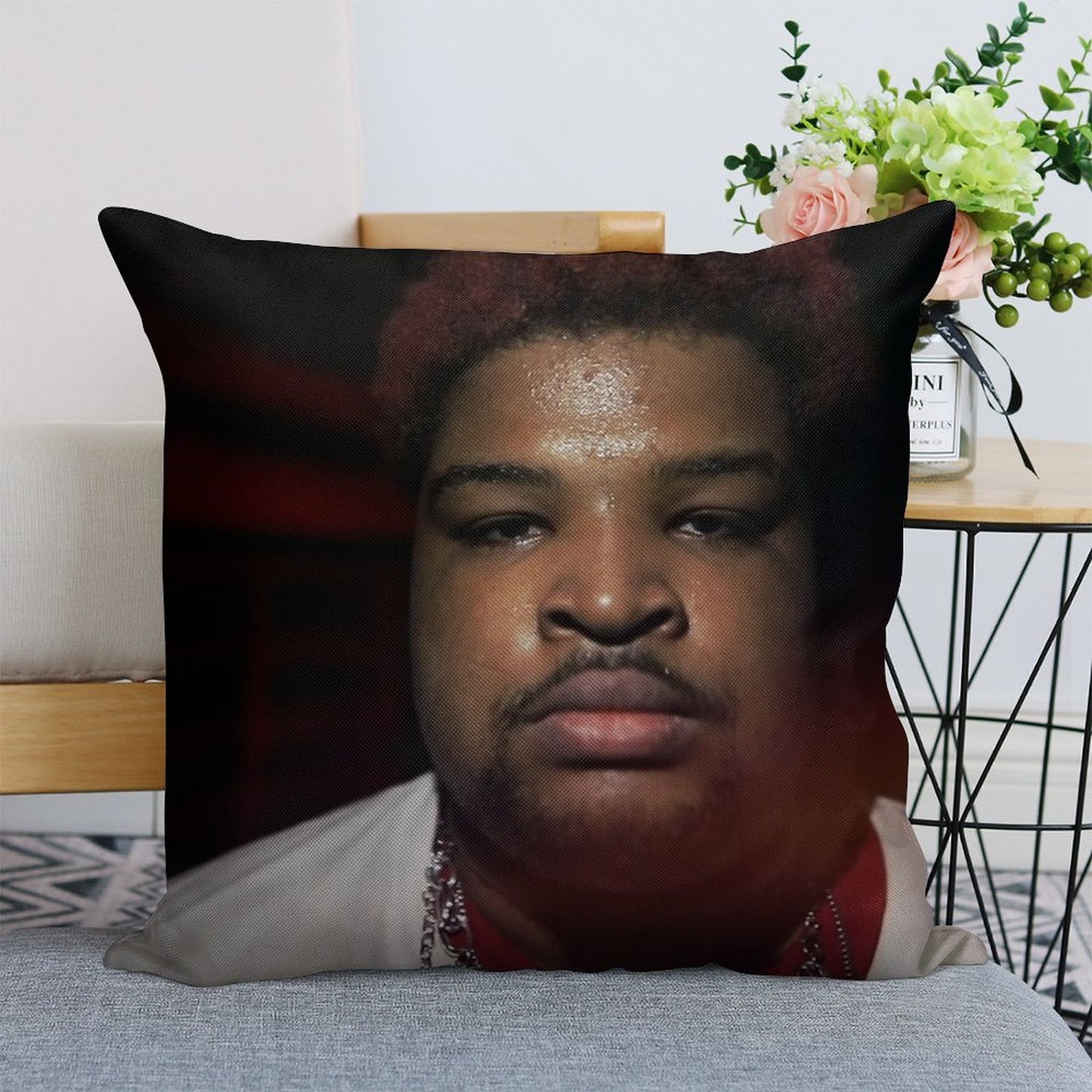 Mario Judah Looking FIRE Linen Throw Pillow Cover