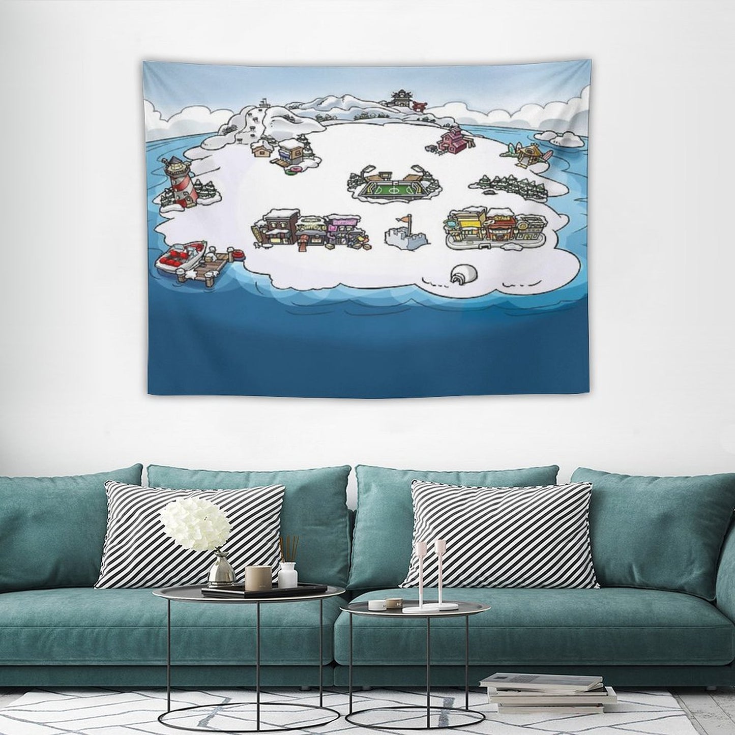 Club Penguin Map Tapestry