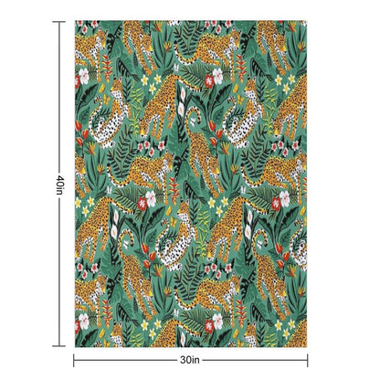Dancing Jaguar Jungle - Green Throw Blanket