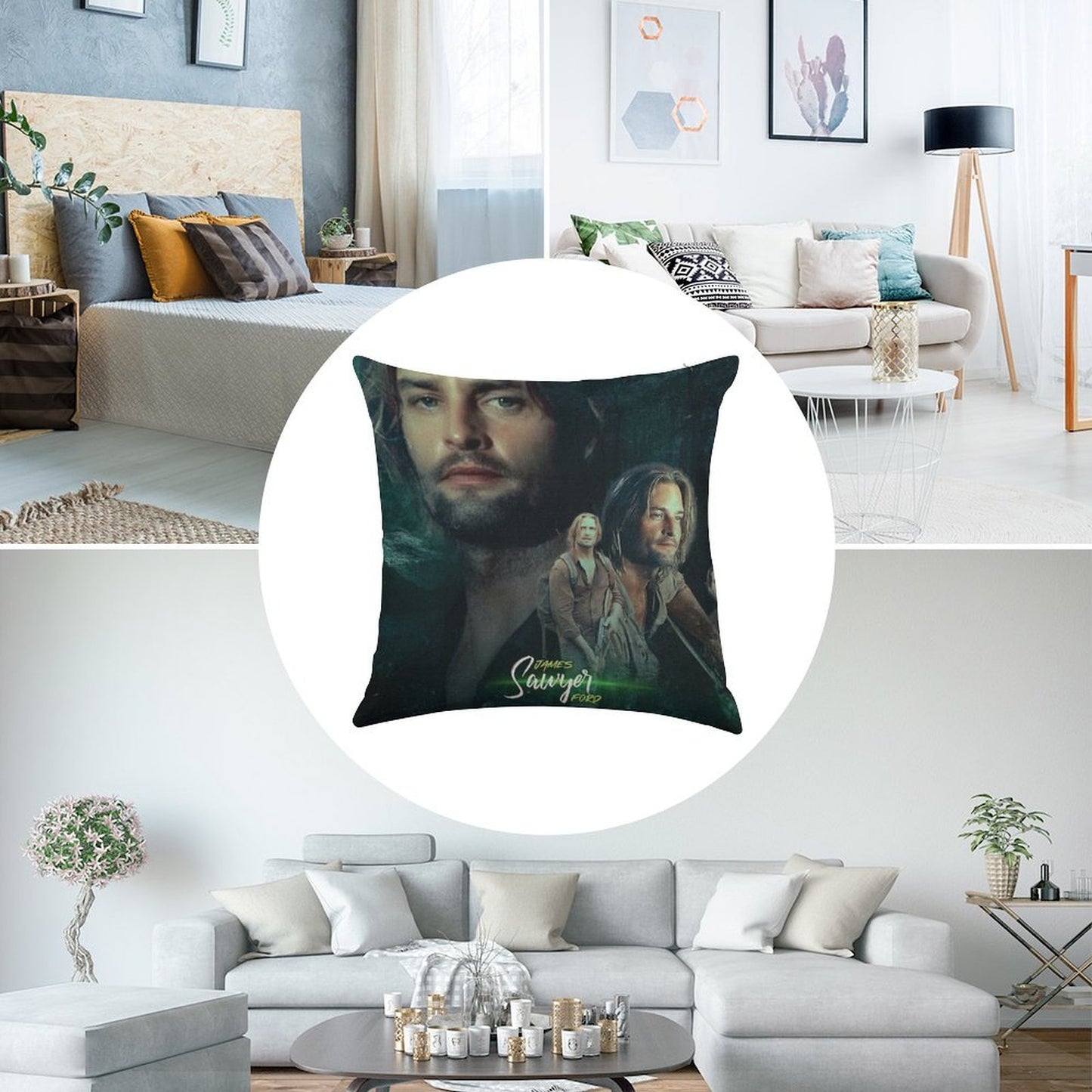 Josh Holloway James Ford Sawyer Lost Linen Throw Pillow Cover
