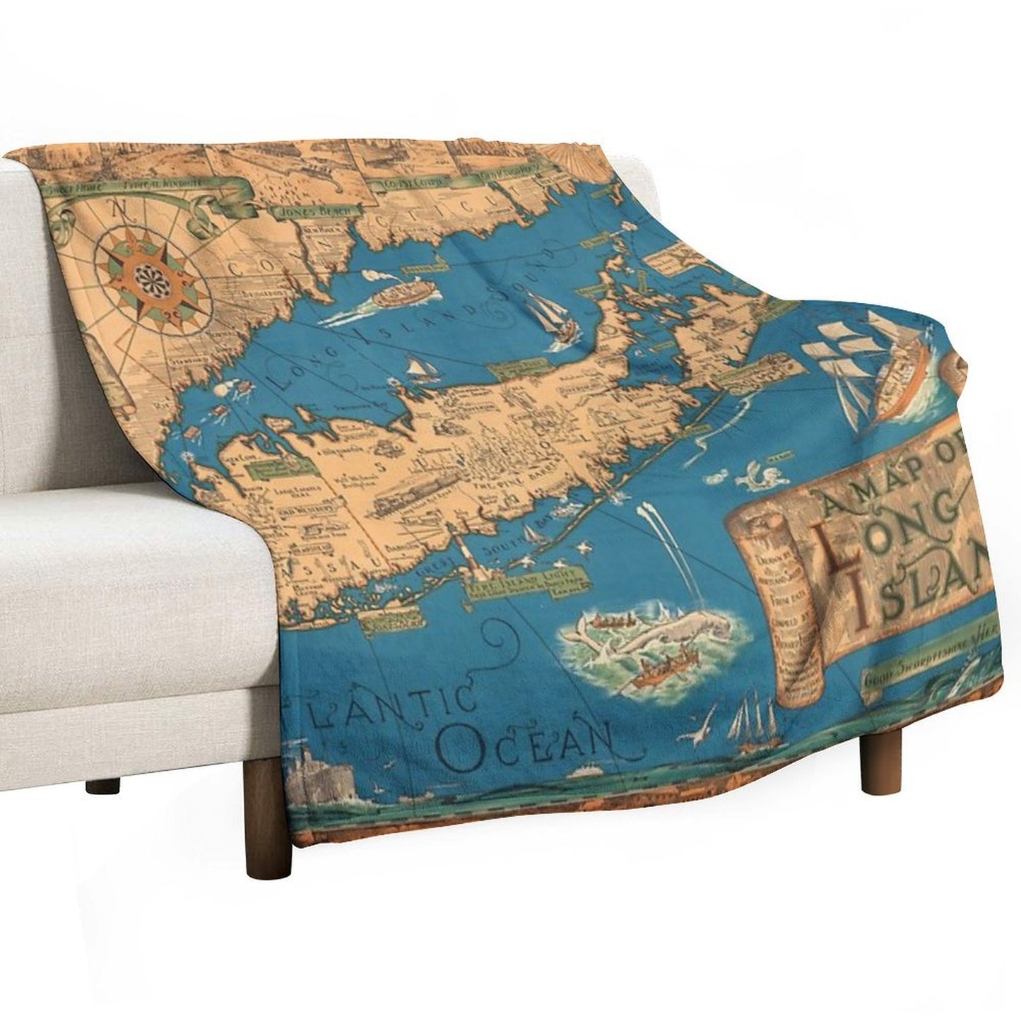 1953 Long Island Map - Special Gift Idea Throw Blanket