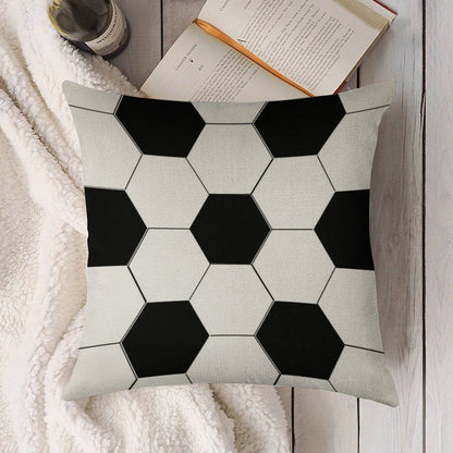 MAN CAVE SOCCER BALL FOOTBALL DESIGN FOR SPORTS LOVERS BY OZCUSHIONSTOO Linen Throw Pillow Cover