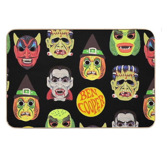 Vintage Halloween Masks Bath Mat