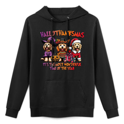 Goldendoodle Halloween Thanksgiving Christmas Men Women Kid Machine Washable Hoodie