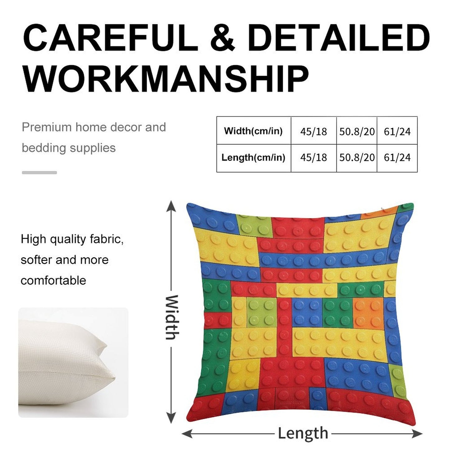Colorful Bricks Design Linen Throw Pillow Cover