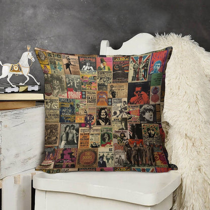 Rock N' Roll Stories Linen Throw Pillow Cover