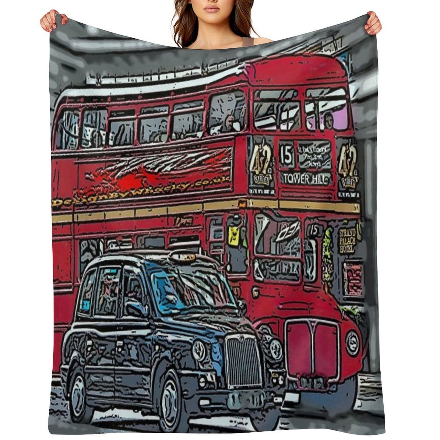 London Bus And Cab Throw Blanket