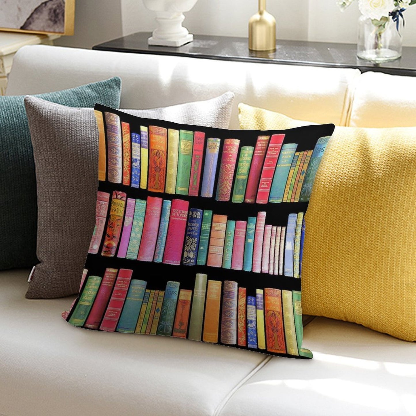 Bookworms Delight  Antique Book Library for Bibliophile Soft Home Decor Throw Pillow