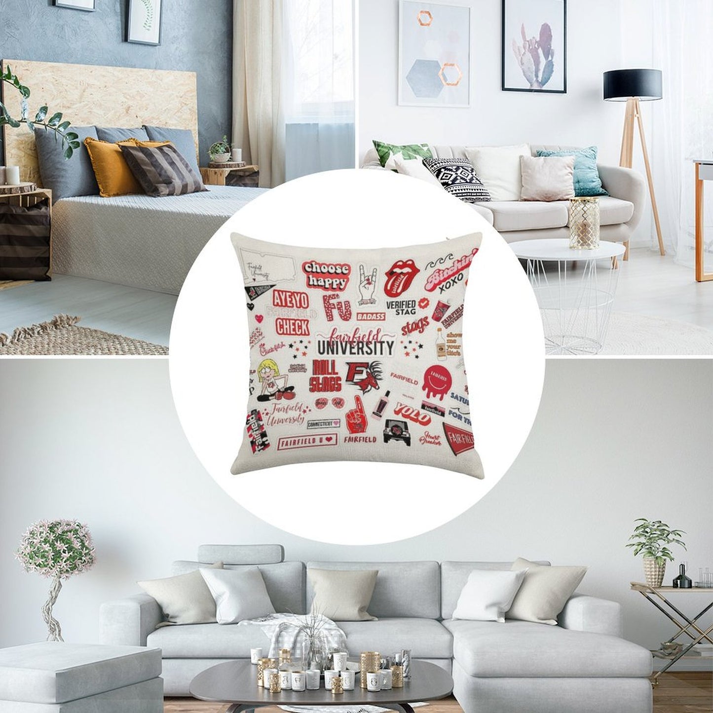 Fairfield University Linen Throw Pillow Cover