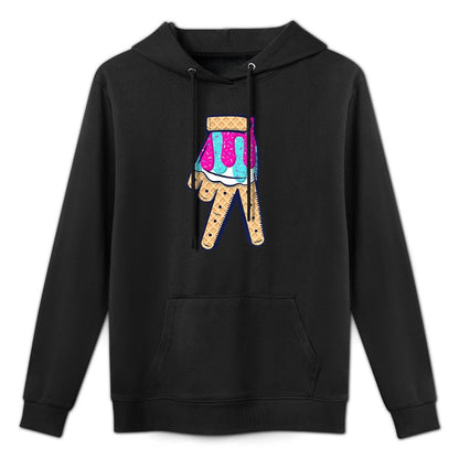 Baseball Ice Cream Drip Boys Home Plate Glove Respect Drip Medium-Weight Fabric Hoodie