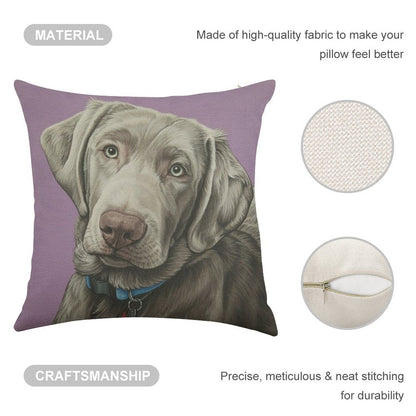 Sweet Silver Labrador Retriever Painting, Silver Lab Dog Puppy Art Linen Throw Pillow Cover