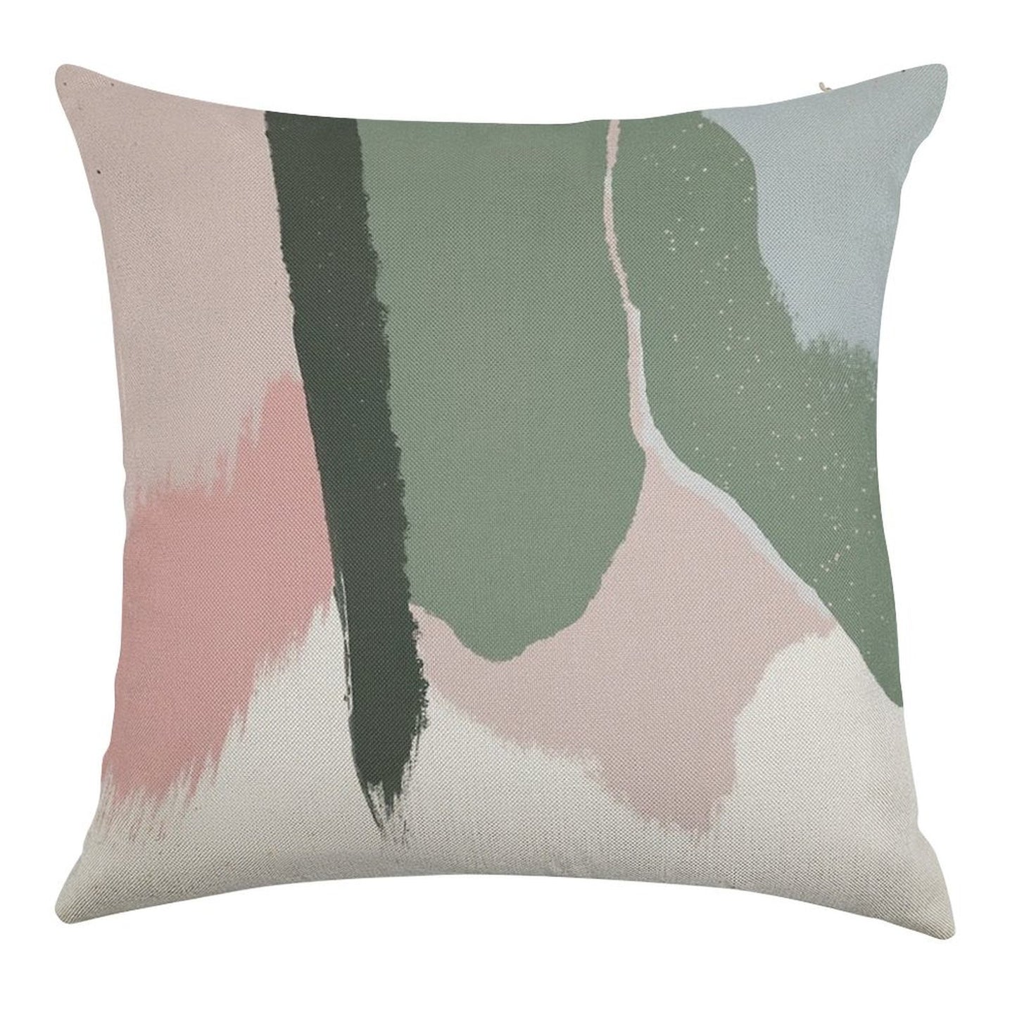 Abstract Art Paint Brush Strokes in Blush Pink & Sage Green Linen Throw Pillow Cover
