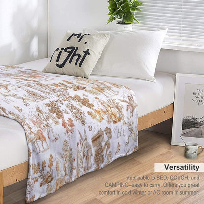 Greek Mythology Toile with Centaurs, Minotaurs And Pegasus Throw Blanket