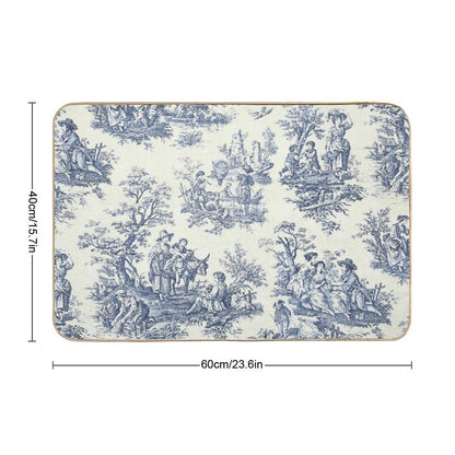 Powder Blue French Toile Picnic Designs Bath Mat