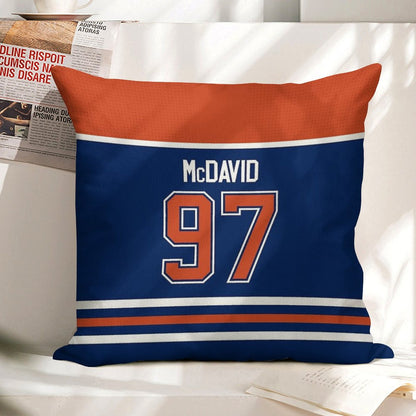 Edmonton Oilers Connor McDavid Home Jersey Back Phone Case Linen Throw Pillow Cover