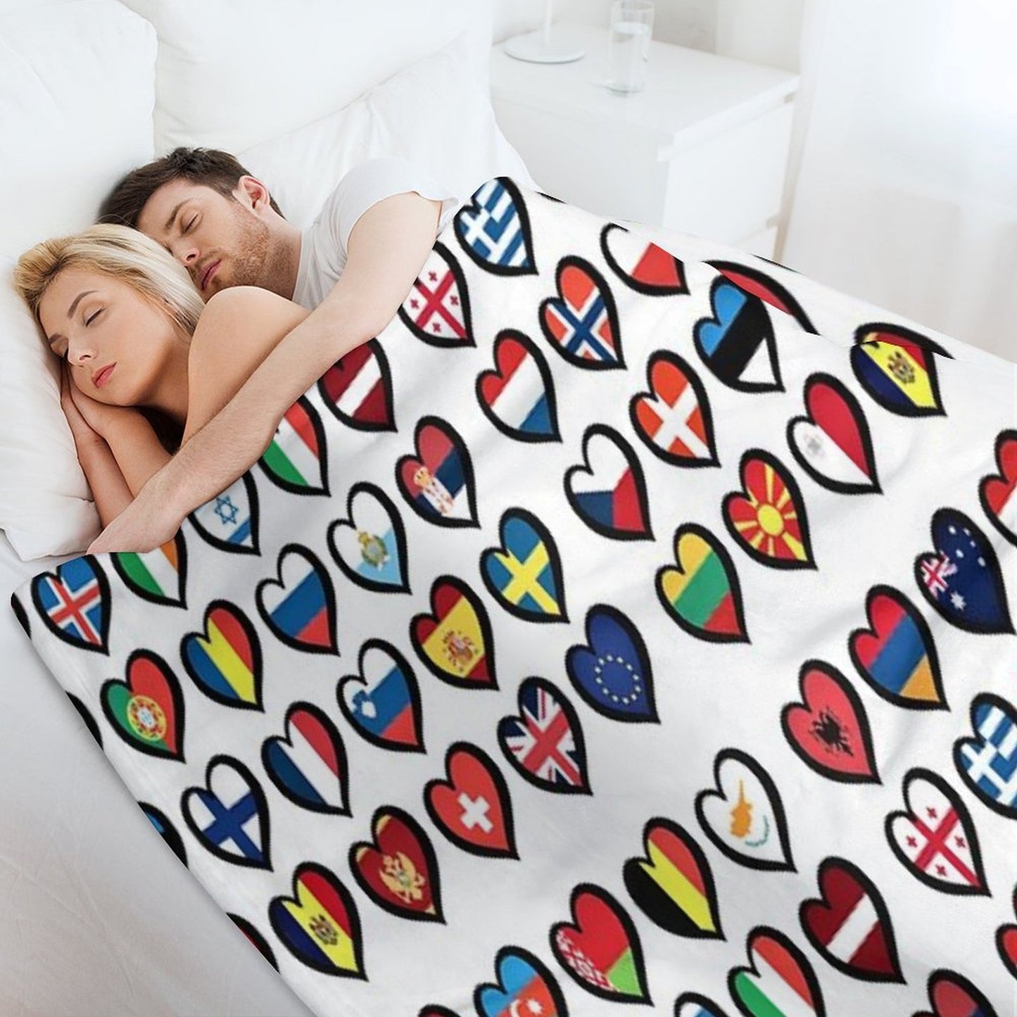 Eurovision Song Contest Flags Hearts ESC EBU Eurofans Throw Blanket