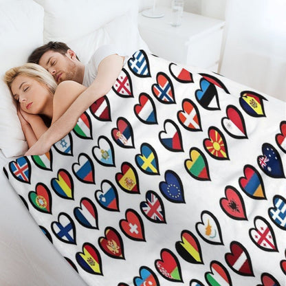 Eurovision Song Contest Flags Hearts ESC EBU Eurofans Throw Blanket