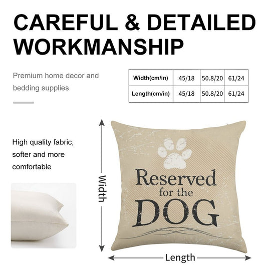 Reserved for The Dog (Tan) Linen Throw Pillow Cover