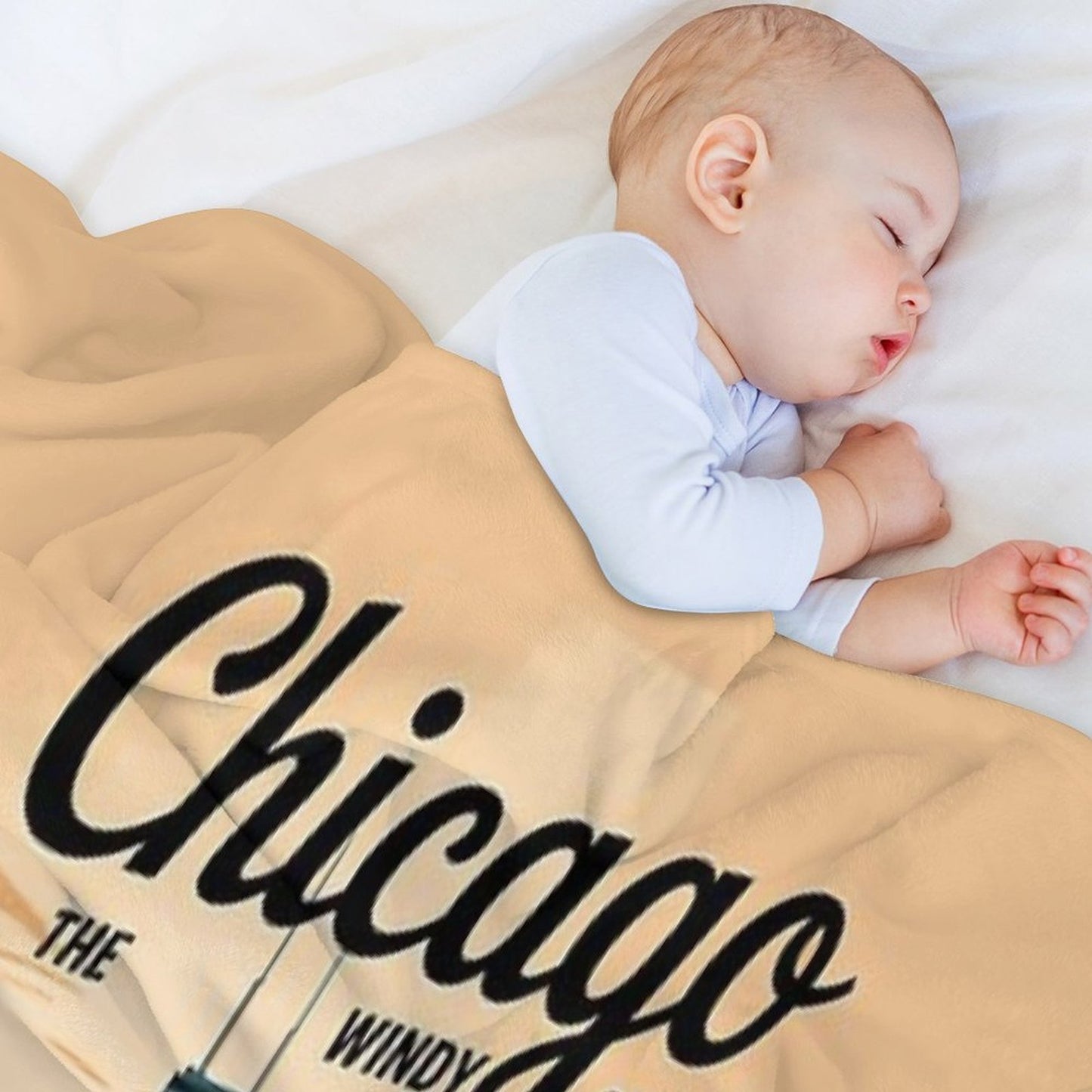 Chicago Illinois Skyline Travel Art Vintage Throw Blanket