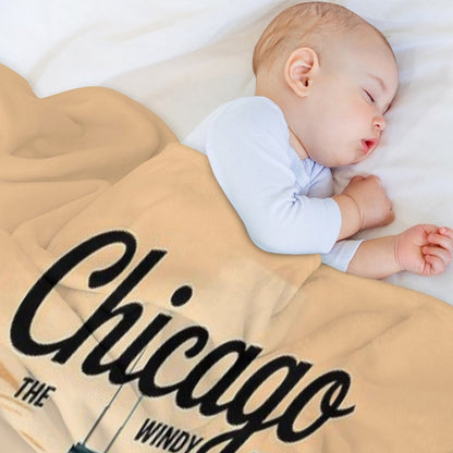 Chicago Illinois Skyline Travel Art Vintage Throw Blanket