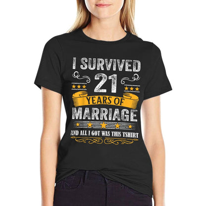 21st Wedding Anniversary Shirt Couples Husband Wife 21 Years T-Shirt