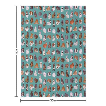 Bunny Day - Green Throw Blanket