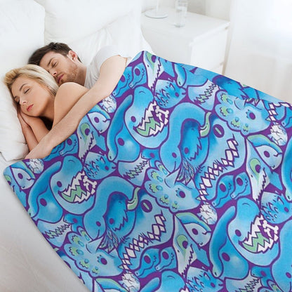 Dinosaur Pattern in Blue Throw Blanket
