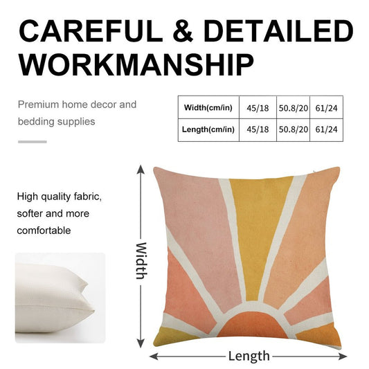 Sun, Abstract, Mid Century Modern Kids Wall Art, Nursery Room Linen Throw Pillow Cover