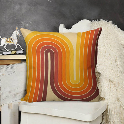 Retro Geometric Double Arch Design 522 Linen Throw Pillow Cover