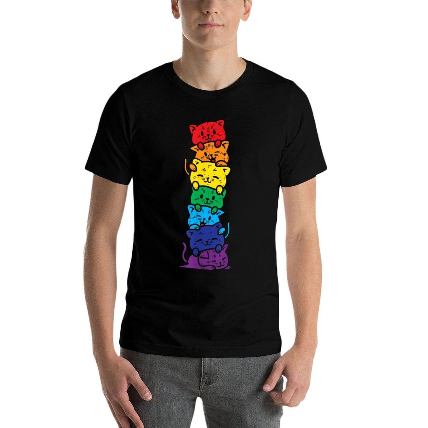 Cat Stack Rainbow Gay Pride Cute LGBT Animal Pet Lover Gift  Classic T-Shirt