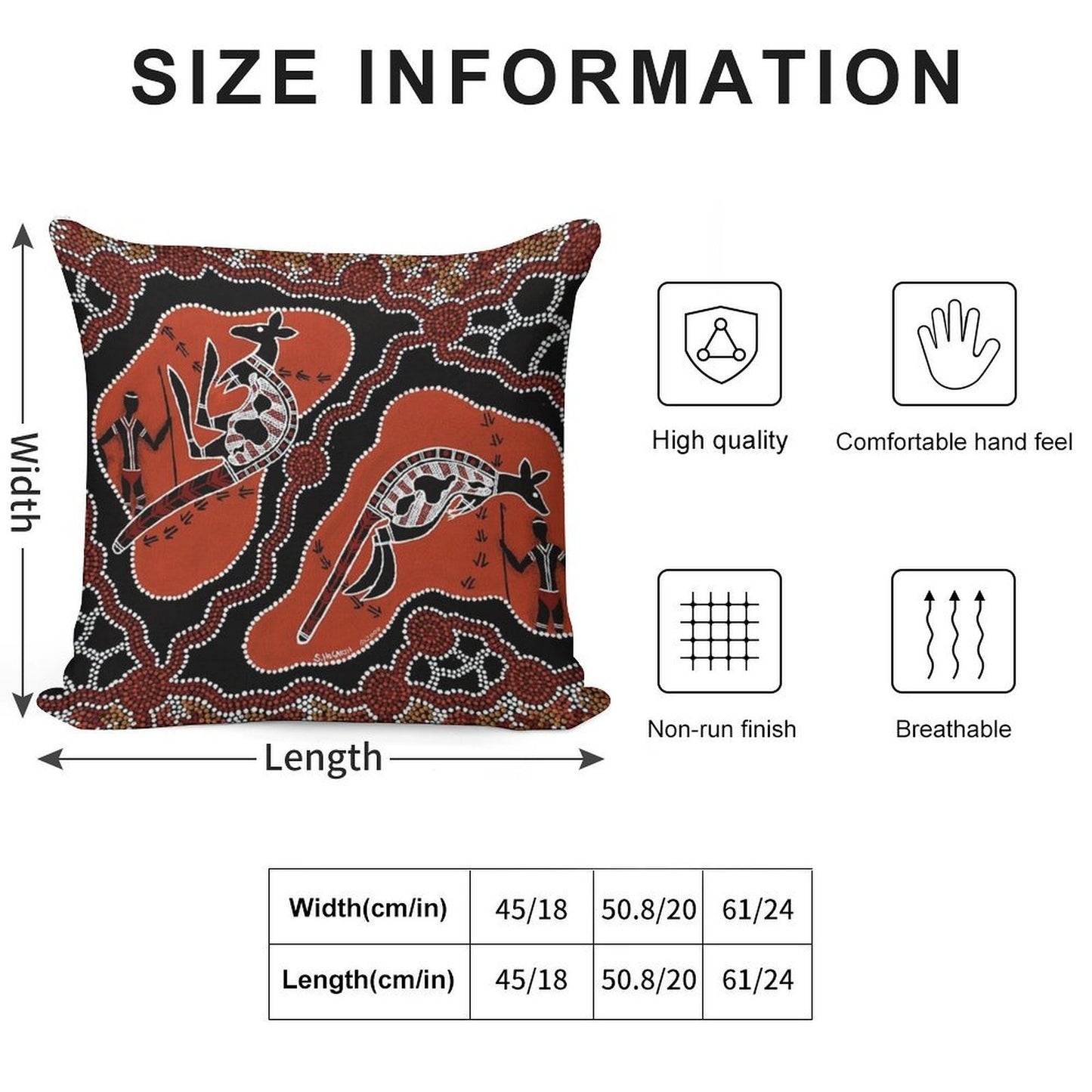 Authentic Aboriginal Art -  Men Kangaroo Hunting Soft Fade-Resistant Throw Pillow