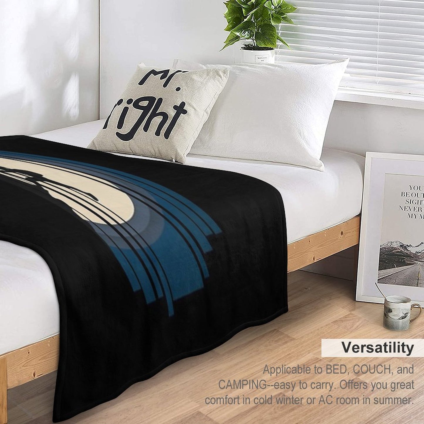 Moon Silhouette Lead. Rock Climbing Throw Blanket