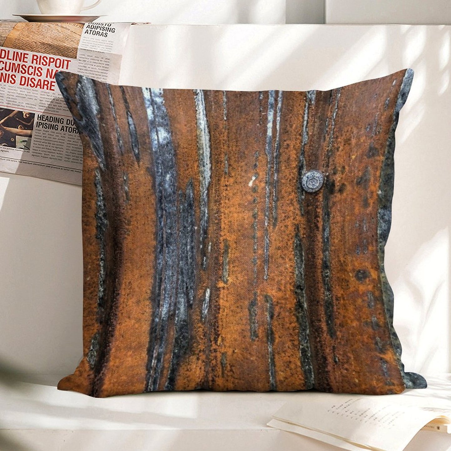 Rust Linen Throw Pillow Cover