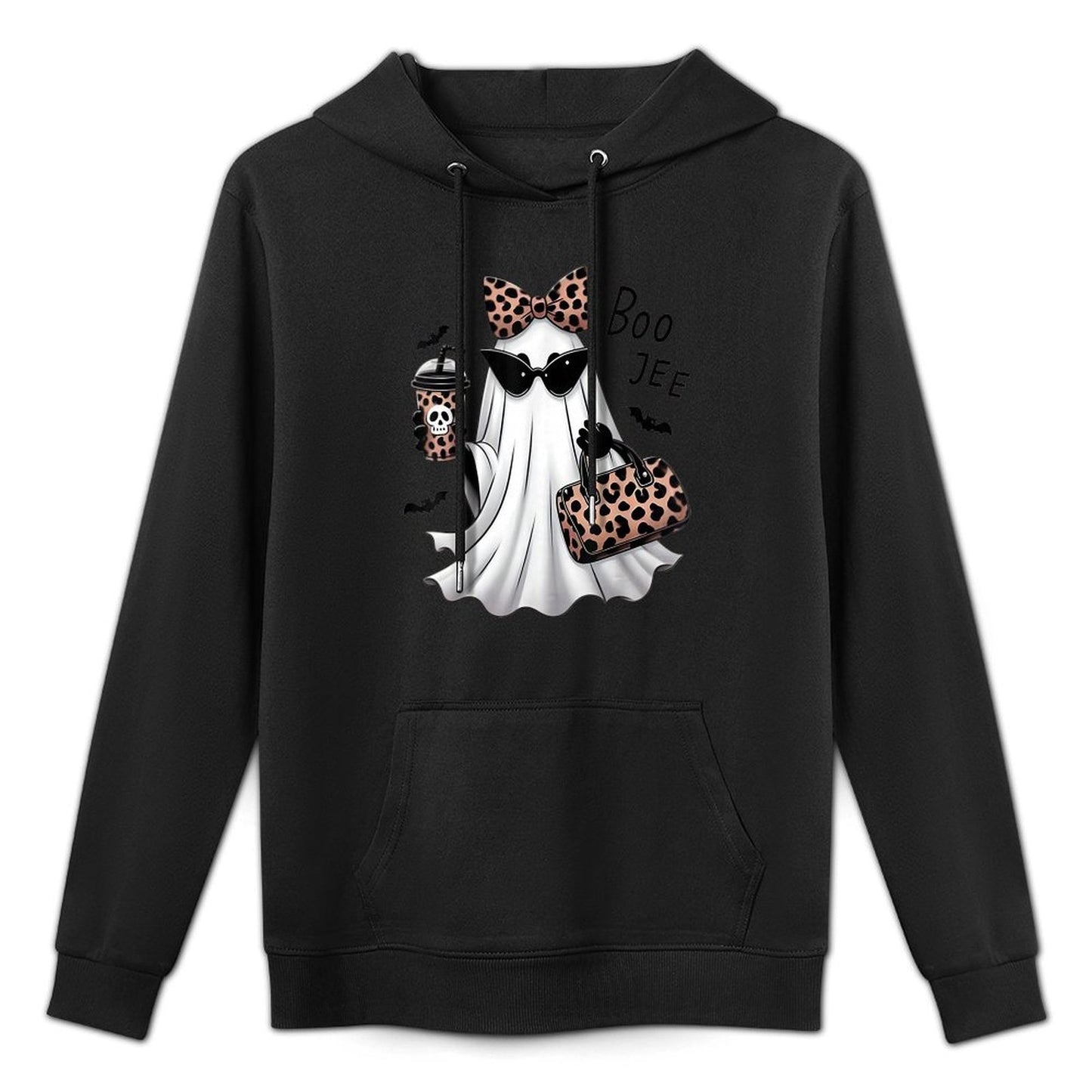 Coquette Leopard Ghost Coffee Boo-JEE Halloween Boujee Ghost Easy Care Hoodie