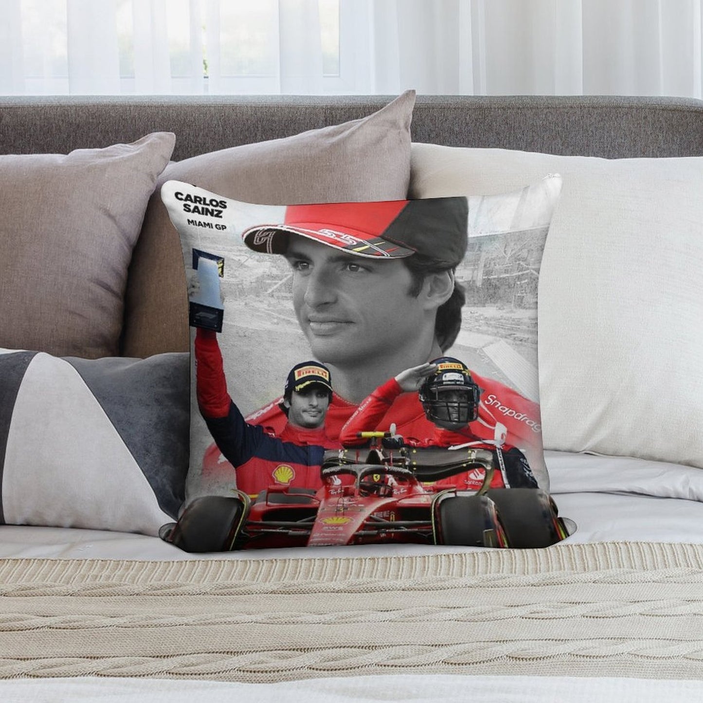 CARLOS SAINZ - 2022 MIAMI GP Soft Skin-Friendly Throw Pillow