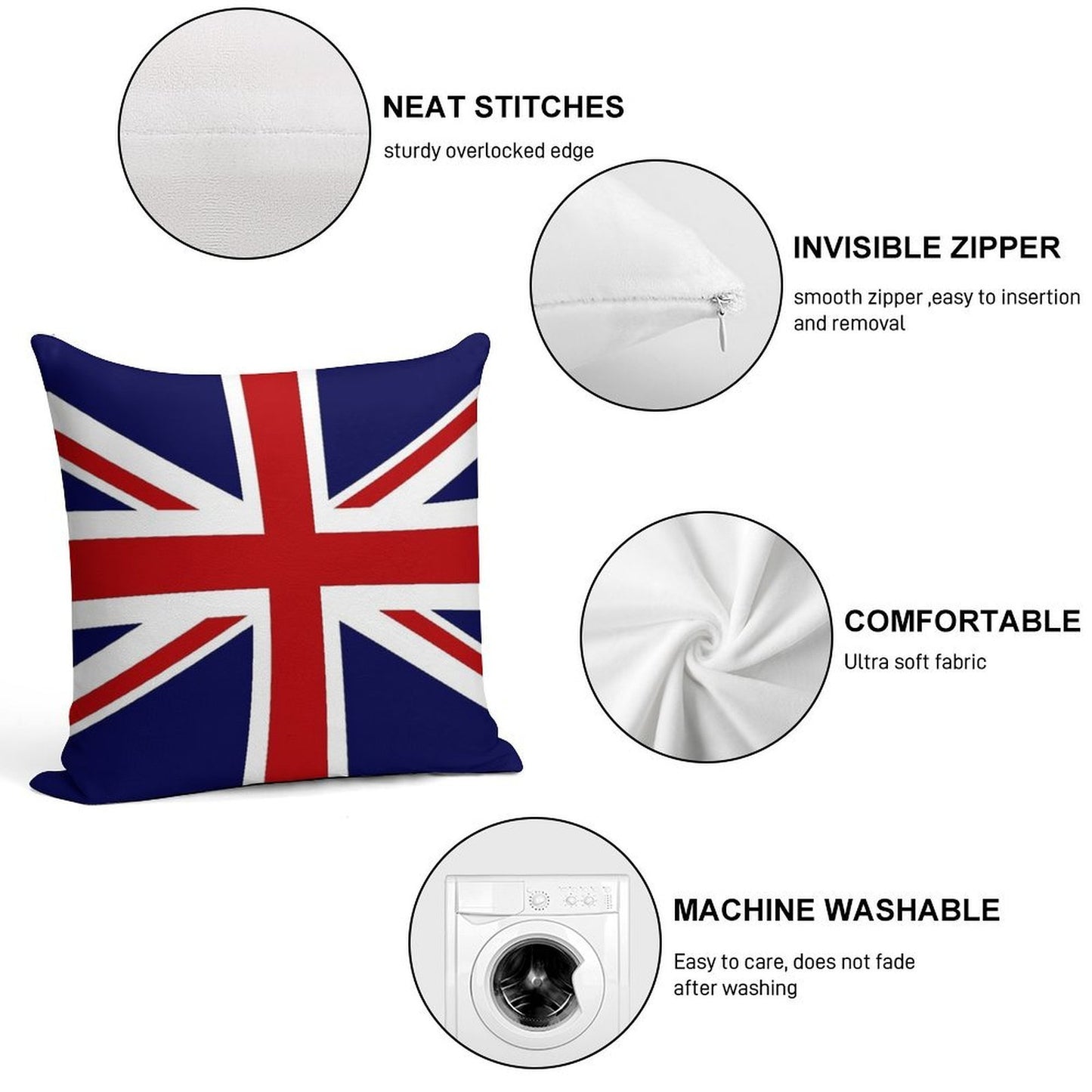 Union Jack Flag of The UK Soft Gift Ready Throw Pillow