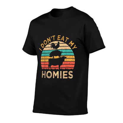 Vegetarian I Don&#39;t Eat My Homies Funny Vegan Retro T-Shirt