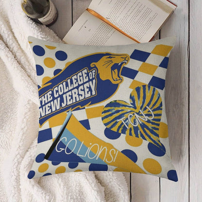 The College of New Jersey Collage Linen Throw Pillow Cover