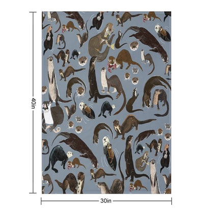 Old World Otters Throw Blanket