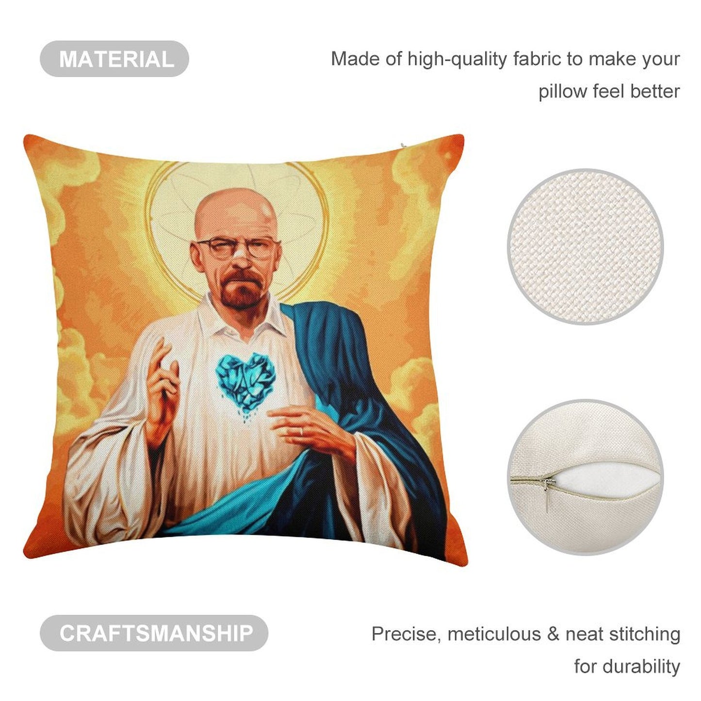 Walter White Linen Throw Pillow Cover