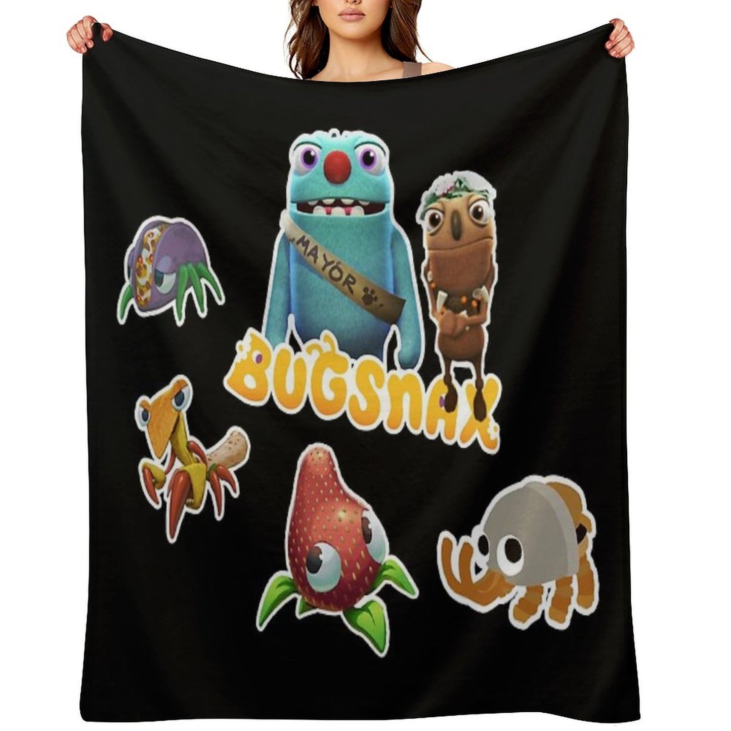 Bugsnax Fan Art Pack  Bugsnax Grumps And BugSnax Characters Bugsnax Mayor Filbo Throw Blanket