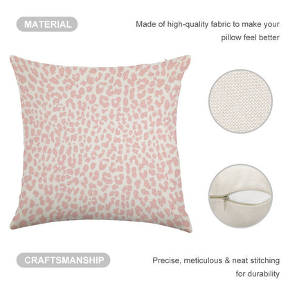 Pale Coral Leopard Linen Throw Pillow Cover