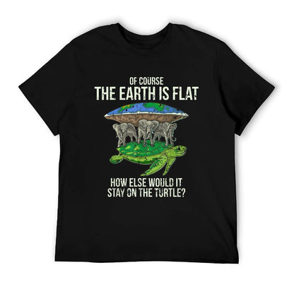 Flat Earth Society T Shirt Turtle Elephants Men Women Gift T-Shirt