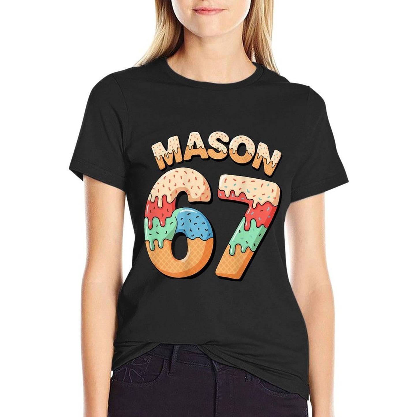 Mason 67 Ice Cream Drip Meme Six Seven (On Back) Funny Mens  Odor-resistant T-Shirt