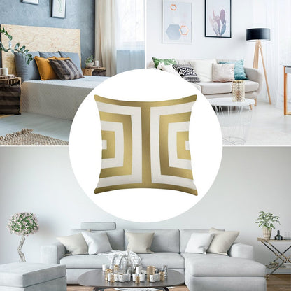 Gold Greek Stripes Linen Throw Pillow Cover