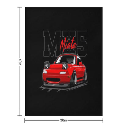 Red Miata Jdm Car Throw Blanket